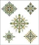 (image for) Geometric Medallions Green Gold